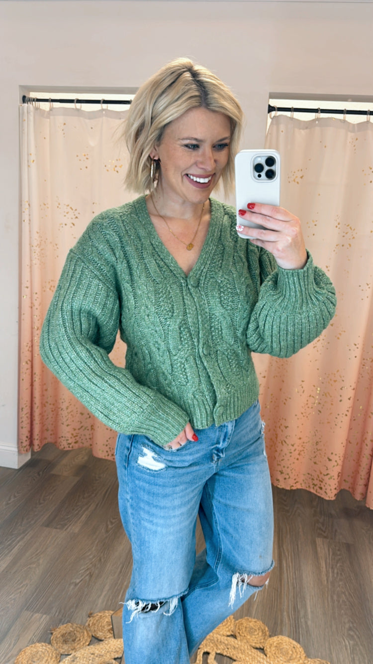 Cheers Cardigan Sweater - Green