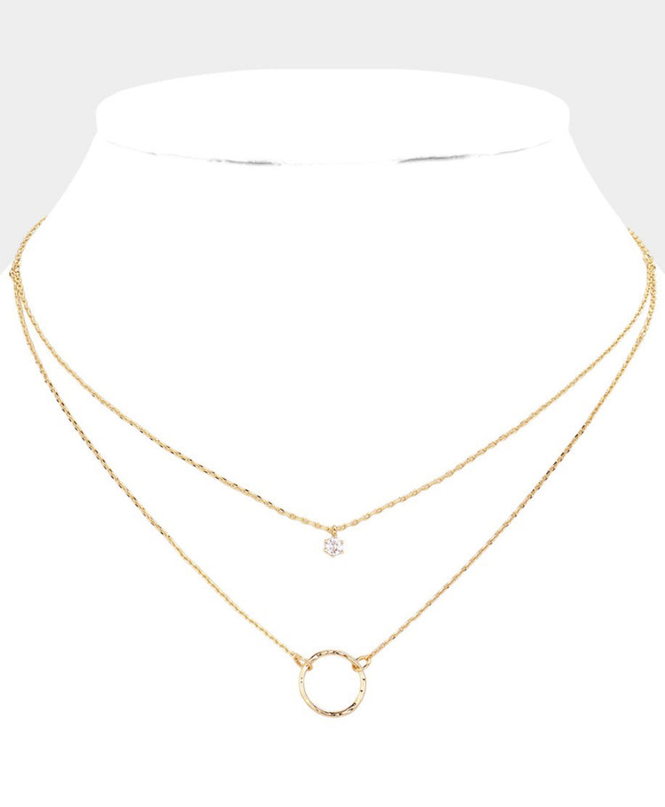 Circle Brass Layered Necklace
