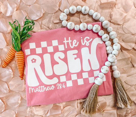He is Risen Checked Tee