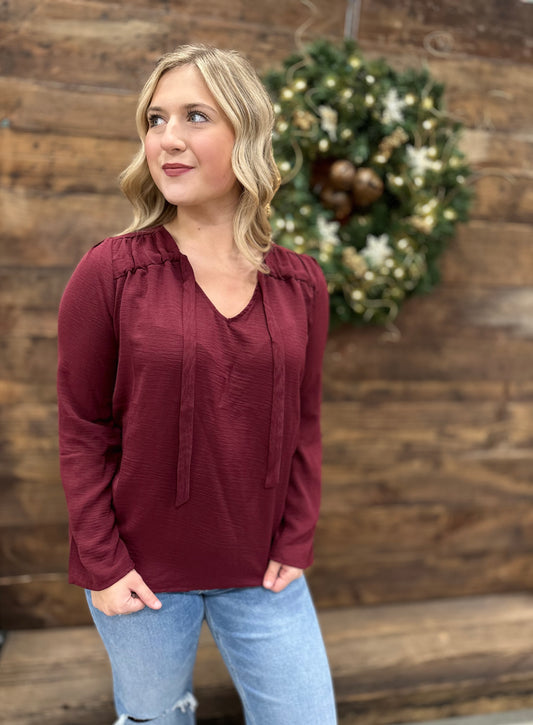 Merlot Blouse - Deep Red