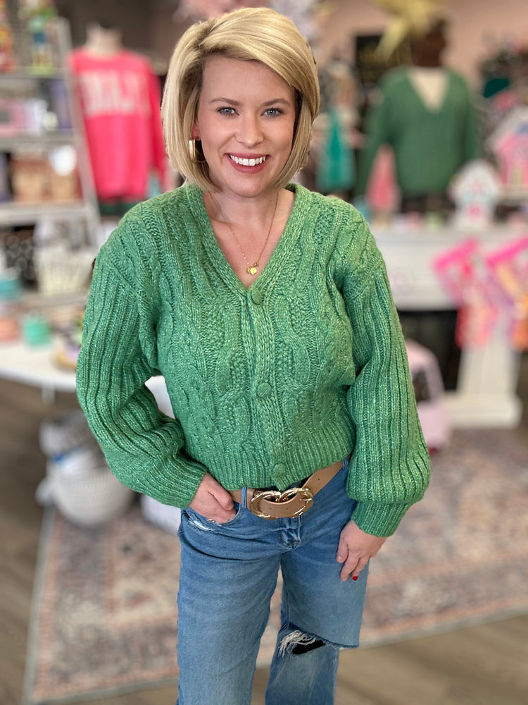 Cheers Cardigan Sweater - Green