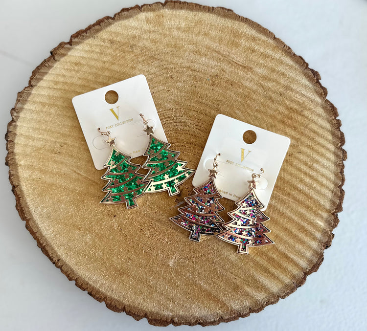 Sequin Christmas Tree Earrings