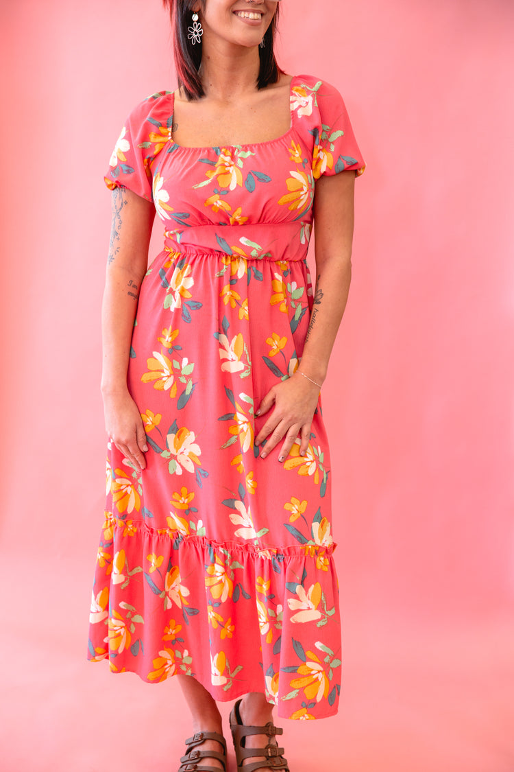 Summer Blooms Dress - Coral