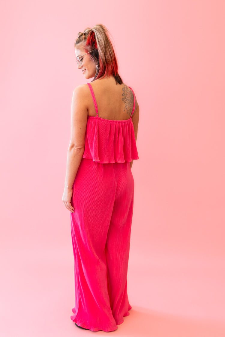 Dinner On The Beach Jumpsuit - Hot Pink