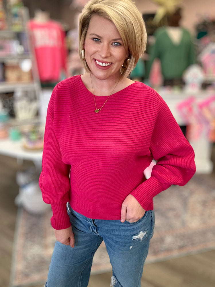 Rosemary Ribbed Sweater - Hot Pink