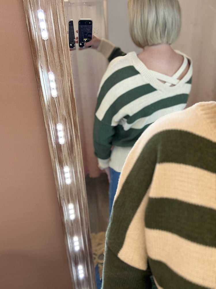 Cierra Striped Sweater - Olive
