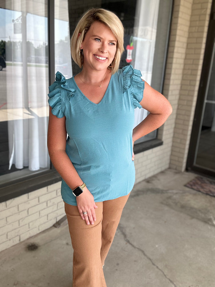 Fall Flow Blouse - Dusty Teal