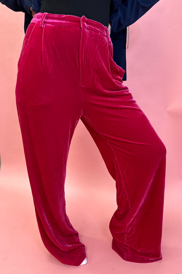 Eve Velvet Pants - Hot Pink