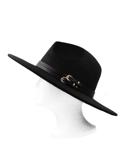 Darren Double Belted Hat - Black