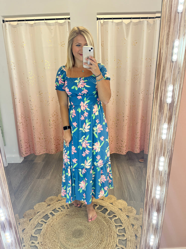 Summer Blooms Dress - Blue