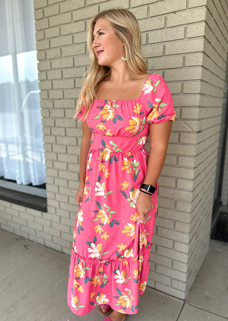 Summer Blooms Dress - Coral